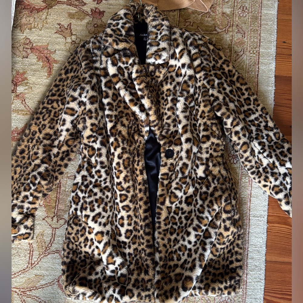 Aakaa Leopard Print Pea Coat